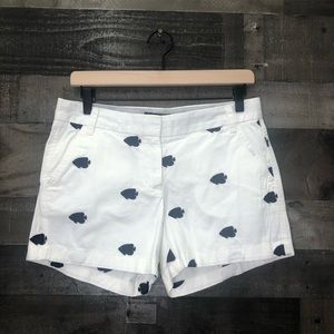 NWT J.Crew White Chino Shorts Embroidered Navy Fish